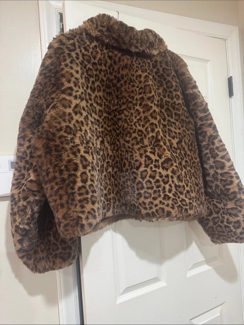 Mauve/Anthropologie/Faux Fur Brown/Black/Leopard Print/Gold Button Down Jacket!